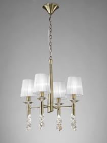 Tiffany Antique Brass-White Crystal Ceiling Lights Mantra Shaded Crystal Fittings